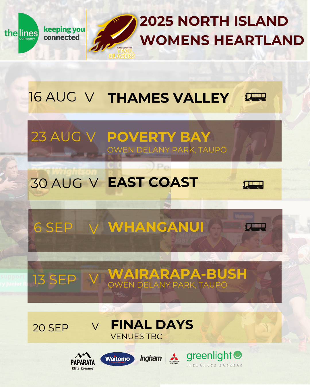 2025 King country trailblazers north island heartland draw 2025 