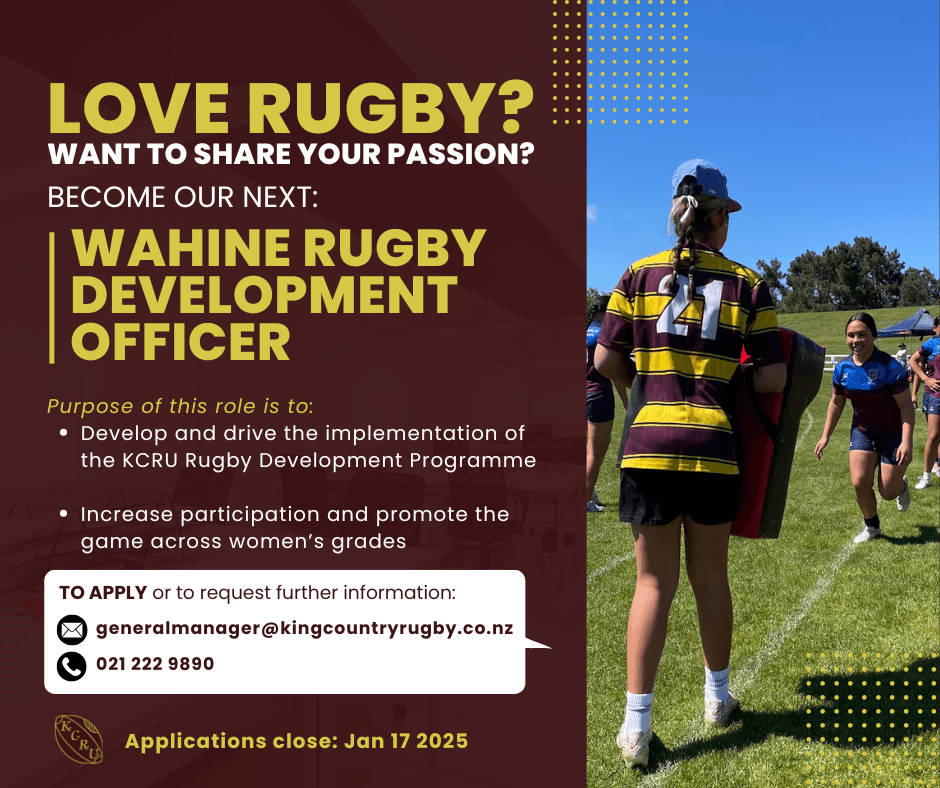 KCRU Wahine Rugby Development Officer Vacancy